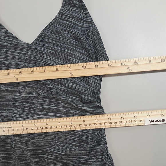 Speedo Swimsuit One Piece Womens 6 Gray Striped Ruched Comfort Modest - Picture 14 of 16